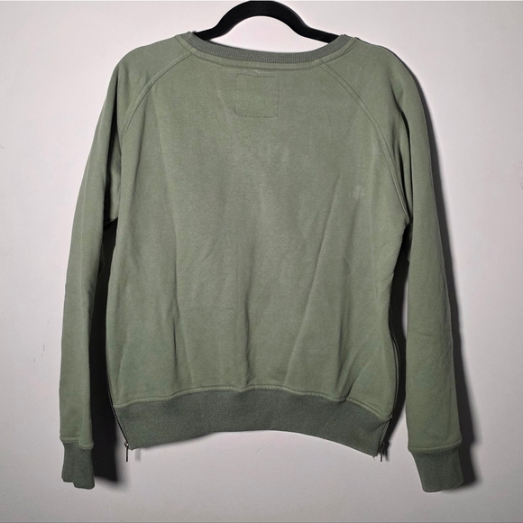 Sunshine Park Olive Green Star Sweatshirt Medium Side Zip Pullover Casual Street - Picture 5 of 11